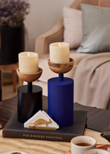 Load image into Gallery viewer, Elan Pillar Candle Holders - Blue & Black gadoliving