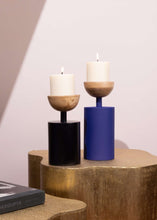 Load image into Gallery viewer, Elan Pillar Candle Holders - Blue &amp; Black gadoliving
