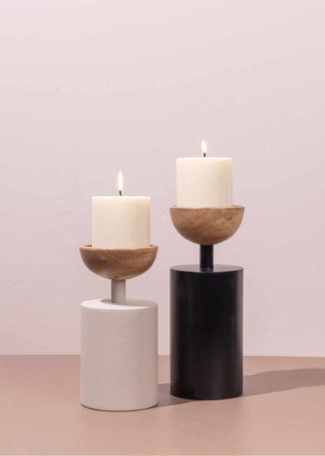 Elan Pillar Candle Holders - White & Black gadoliving